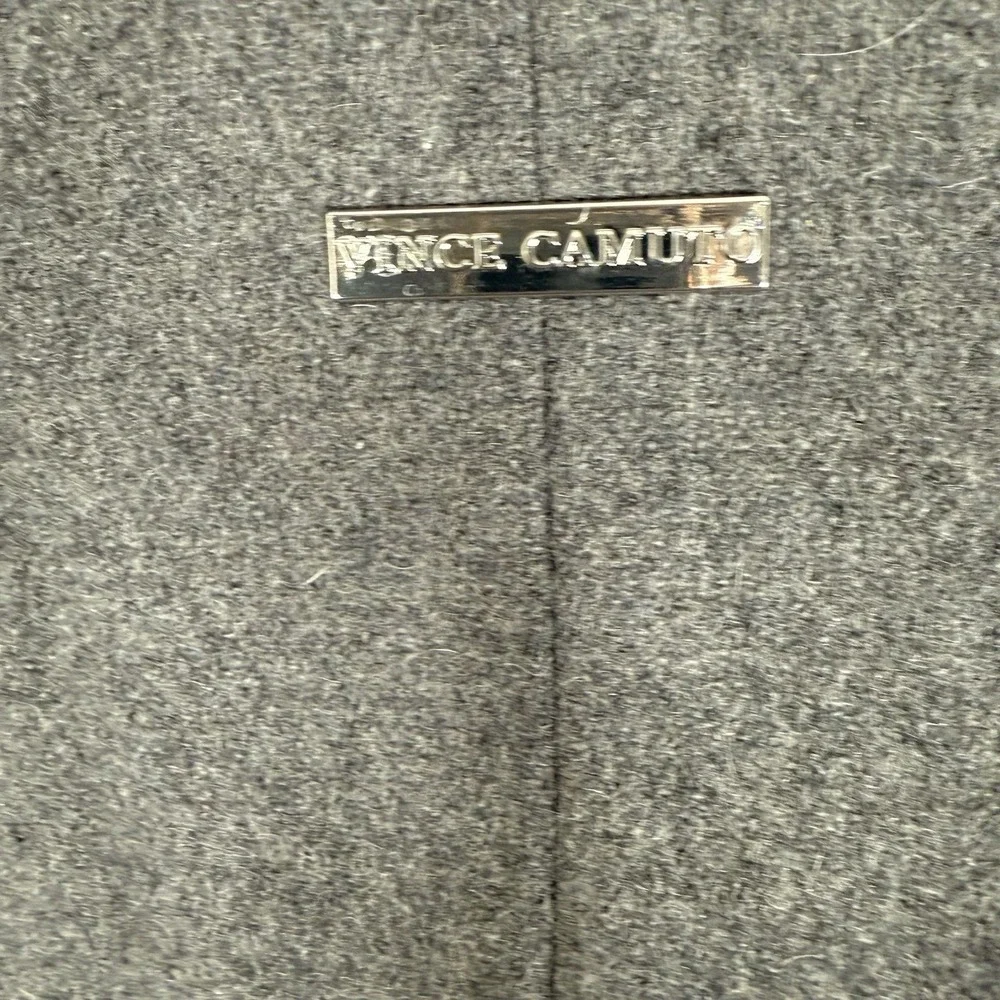 Vince Camuto Wool High‎ Neck Belted PU Trim Coat Womens XXL Gray